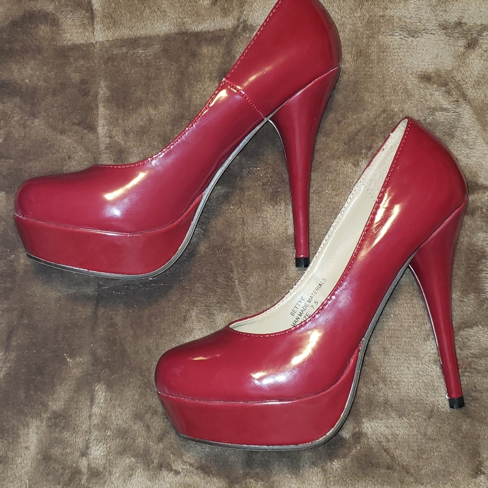 Red Platform Pump Heels
